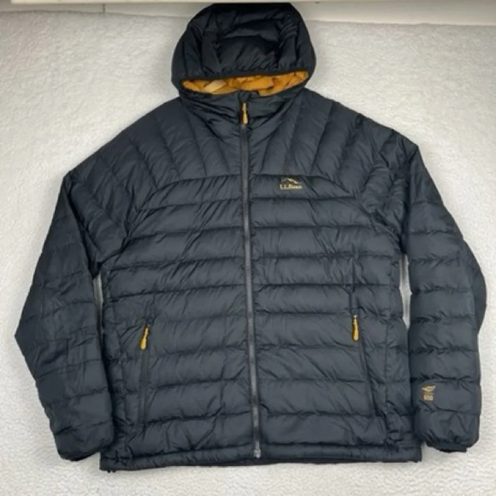 L.L. Bean Black and Yellow Puffer Jacket